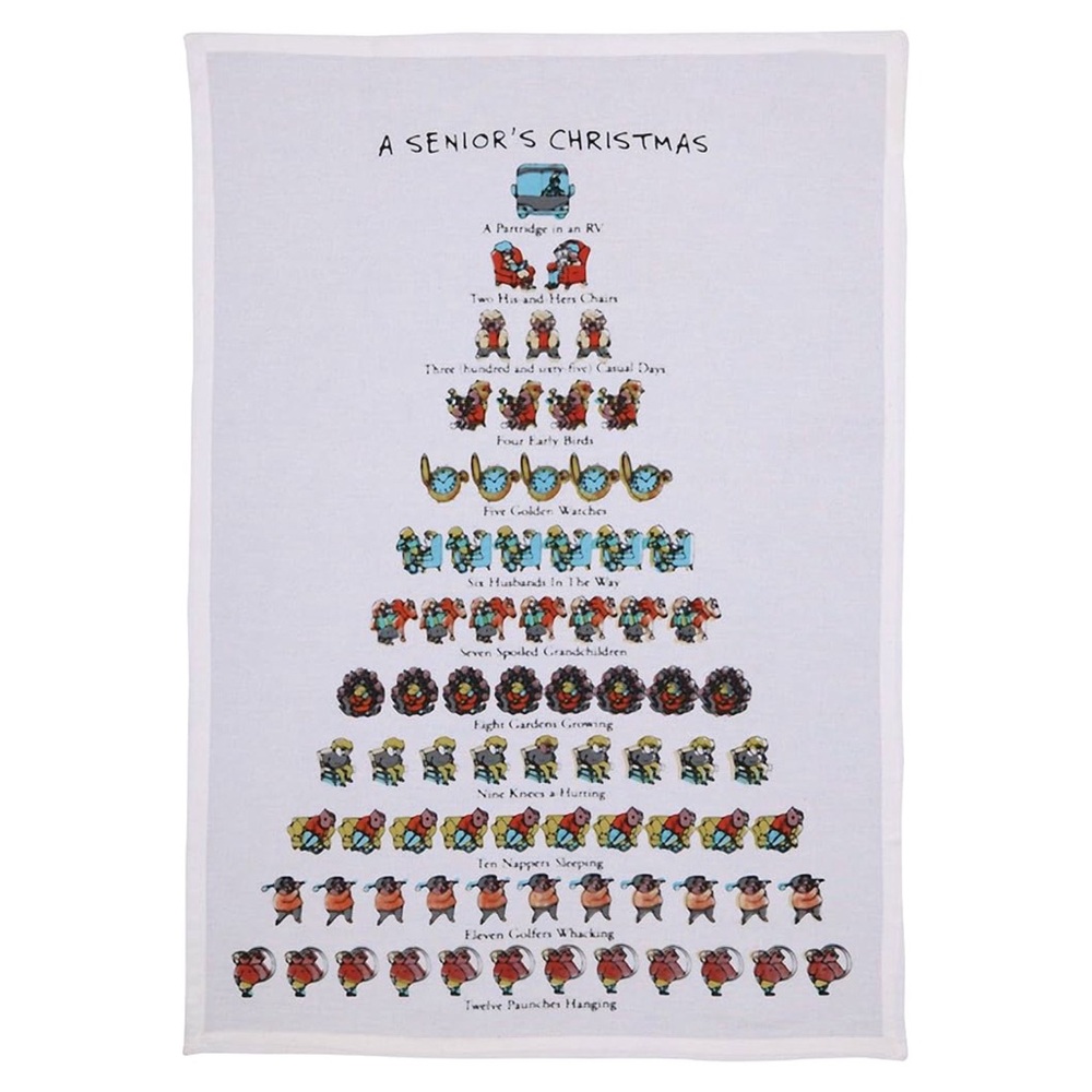 Christmas: The Senior’s Christmas Flour Sack Tea Towel
